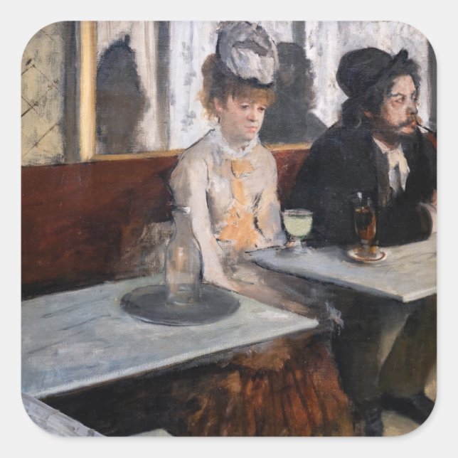 Edgar Degas - In a Cafe / The Absinthe Square Sticker (Front)