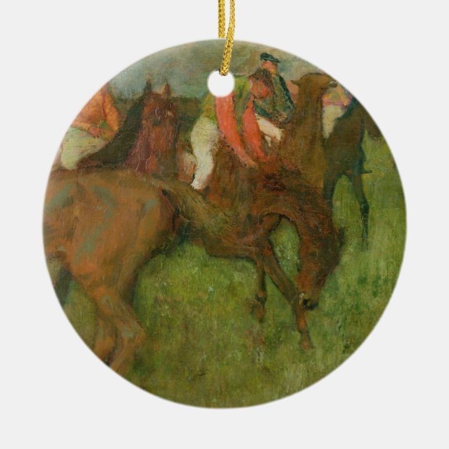 Edgar Degas | Jockeys, 1886-90 Ceramic Tree Decoration (Front)