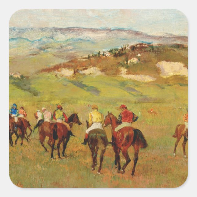 Edgar Degas - Jockeys On Horseback Square Sticker (Front)