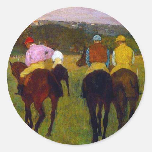 Edgar Degas Race Horses at Longchamp Classic Round Sticker (Front)
