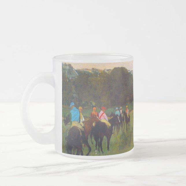Edgar Degas Race Horses at Longchamp Frosted Glass Coffee Mug (Left)