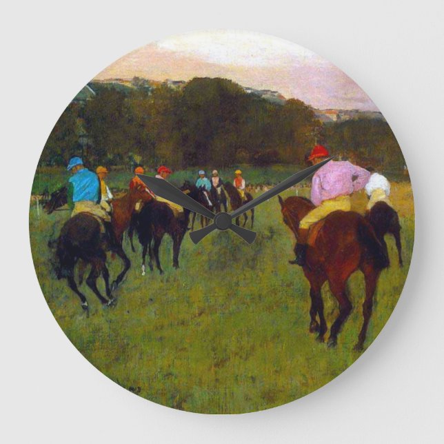 Edgar Degas Race Horses at Longchamp Large Clock (Front)