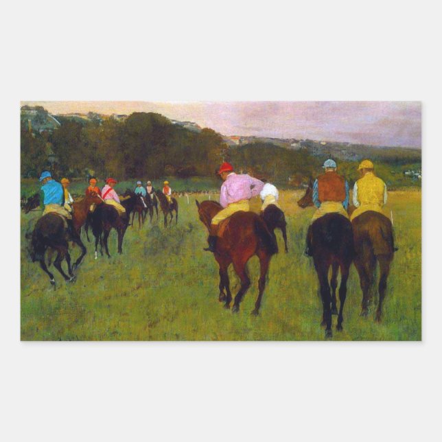 Edgar Degas Race Horses at Longchamp Rectangular Sticker (Front)