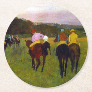 Edgar Degas Race Horses at Longchamp Round Paper Coaster