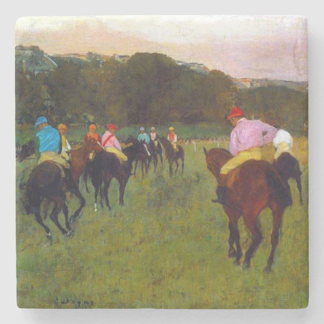 Edgar Degas Race Horses at Longchamp Stone Coaster (Front)