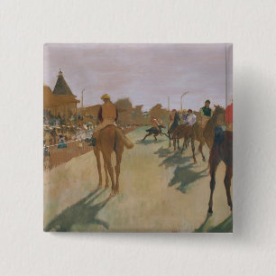 Edgar Degas   Race Horses in front of the Stands 15 Cm Square Badge