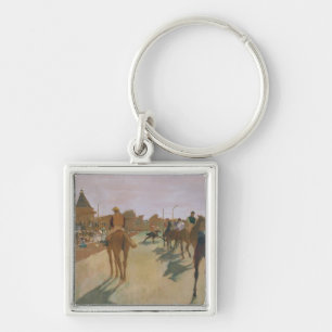 Edgar Degas Race Horses in front of the Stands Key Ring