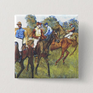 Edgar Degas - Race Horses Jockey Trees Rennpferde 15 Cm Square Badge