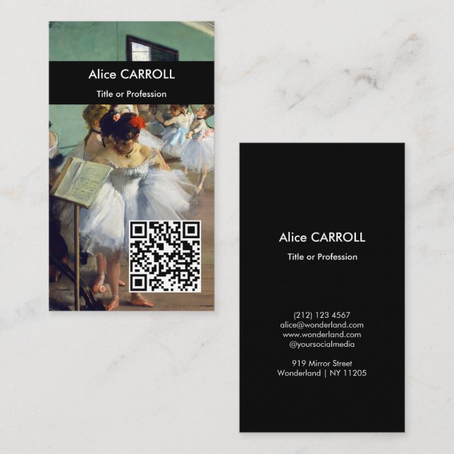 Edgar Degas - The Dance Class - QR Code Business Card (Front/Back)
