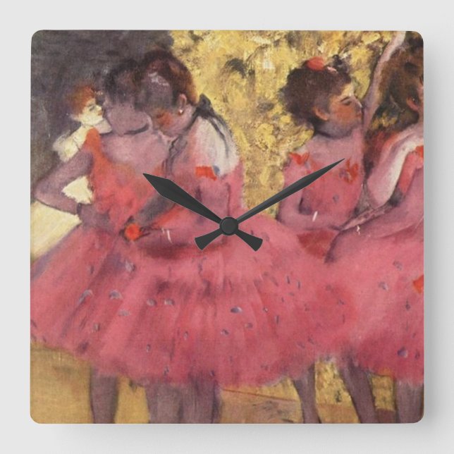 Edgar Degas The Pink Dancers  Square Wall Clock (Front)