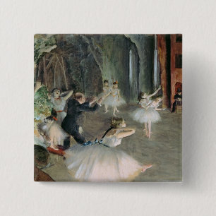 Edgar Degas The Rehearsal of the Ballet on Stage 15 Cm Square Badge