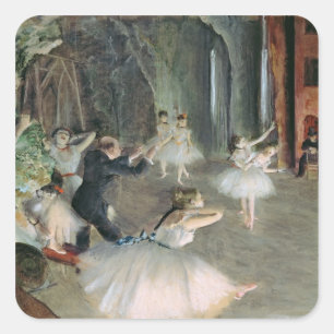 Edgar Degas   The Rehearsal of the Ballet on Stage Square Sticker