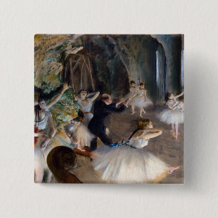 Edgar Degas - The Rehearsal of the Ballet Onstage 15 Cm Square Badge