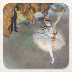 Edgar Degas - The Star / Dancer on the Stage Square Paper Coaster