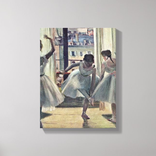 Edgar Degas - Three dancers in a practice room Canvas Print (Front)