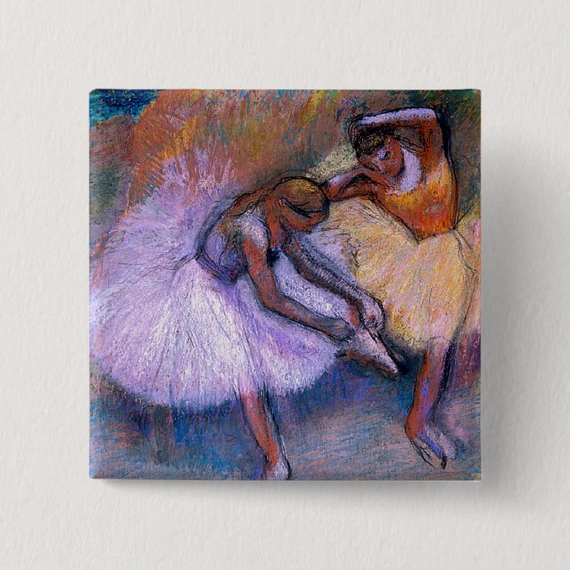 Edgar Degas - Two Dancers 1898 Ballet Pastel dance 15 Cm Square Badge (Front)