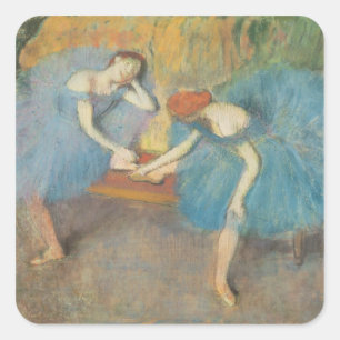 Edgar Degas Two Dancers at Rest, Dancers in Blue Square Sticker