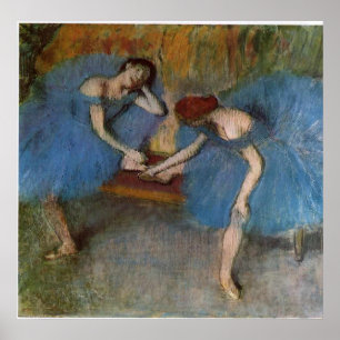 Edgar Degas - Two Dancers Blue Tutu Redhead Dancer Poster