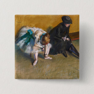 Edgar Degas - Waiting 15 Cm Square Badge