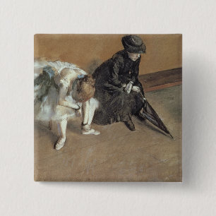 Edgar Degas   Waiting, c.1882 15 Cm Square Badge