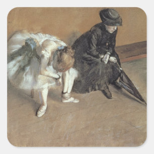 Edgar Degas   Waiting, c.1882 Square Sticker