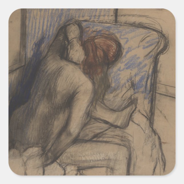 Edgar Degas | Woman Drying Her Hair Square Sticker (Front)