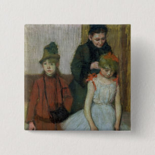Edgar Degas   Woman with two little girls 15 Cm Square Badge