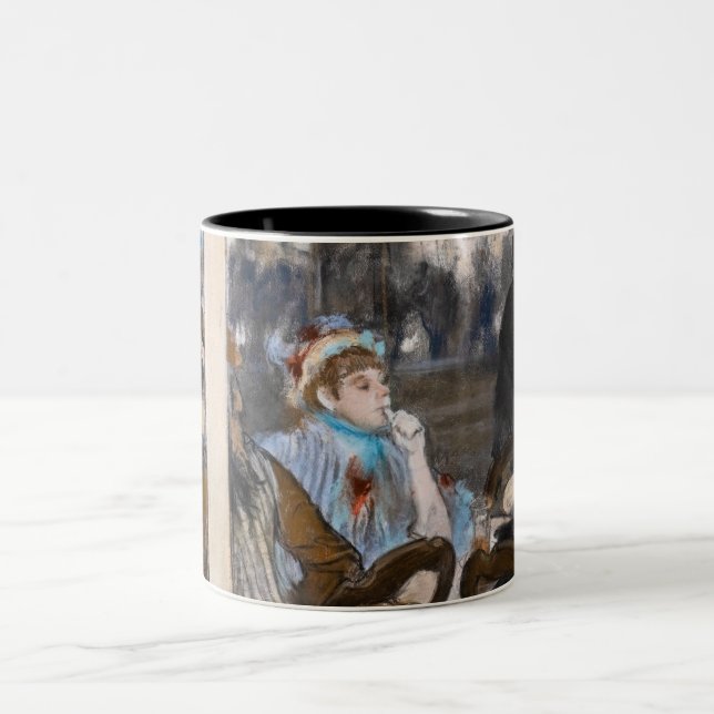 Edgar Degas - Women on a Cafe Terrace in Evening Two-Tone Coffee Mug (Center)