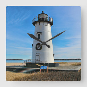 Edgartown Harbour Lighthouse, Martha's Vineyard MA Square Wall Clock