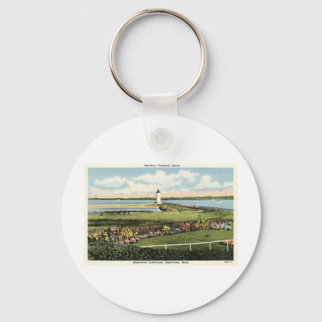 Edgartown Lighthouse Martha's Vineyard c1925 Key Ring (Front)