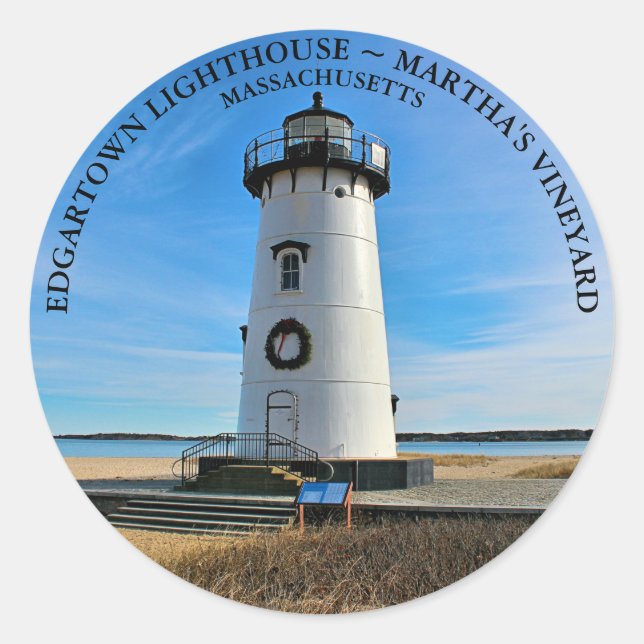 Edgartown Lighthouse, Massachusetts Round Sticker (Front)