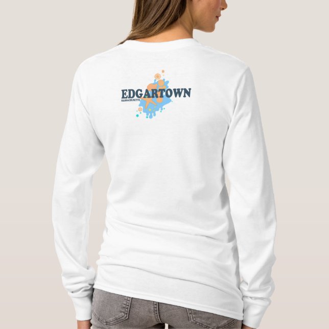 Edgartown MA - Seashell Design. T-Shirt (Back)