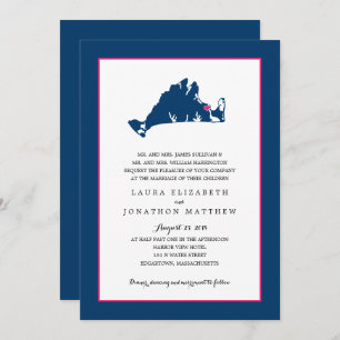 EDGARTOWN Marthas Vineyard Map Wedding Invitation