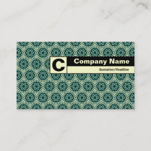 Edge Labelled Monogram - Green Geometric Pattern Business Card