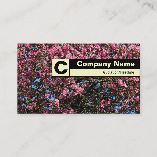 Edge Labelled Monogram - Pink Cherry Blossom Business Card (Front)
