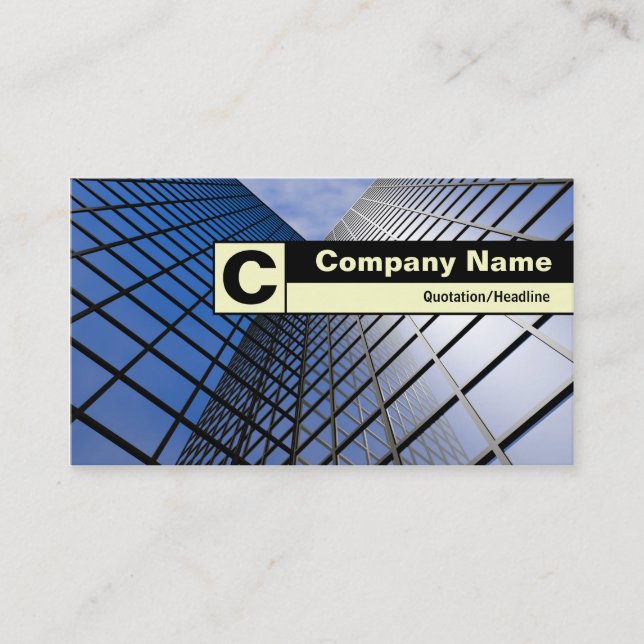 Edge Labelled Monogram - Reflective Office Block Business Card (Front)