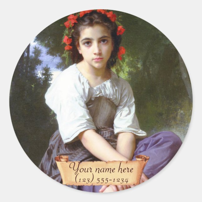"Edge of the brook" Pre-Raphaelite Bookplate Classic Round Sticker (Front)