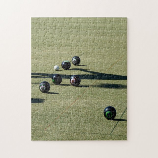 Edge of Victory: A Close Call at Lawn Bowls Jigsaw Puzzle (Vertical)