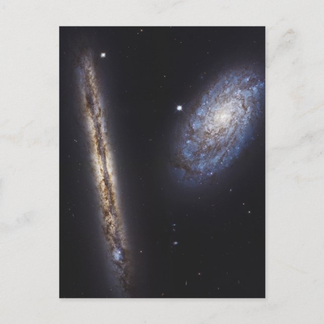 Edge-On Galaxy Ngc 4302 & Tilted Galaxy Ngc 4298 Postcard (Front)