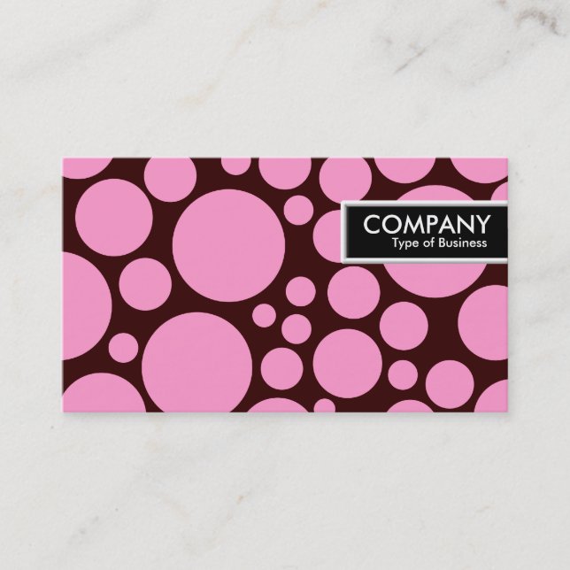 Edge Tag - Spotty - Pink on Dark Brown (Front)