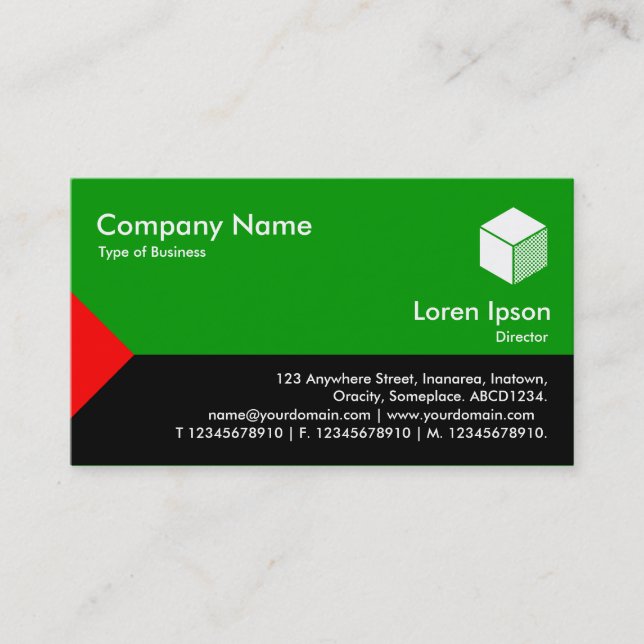 Edge Triangle III - Red, Black with Grass Green Business Card (Front)