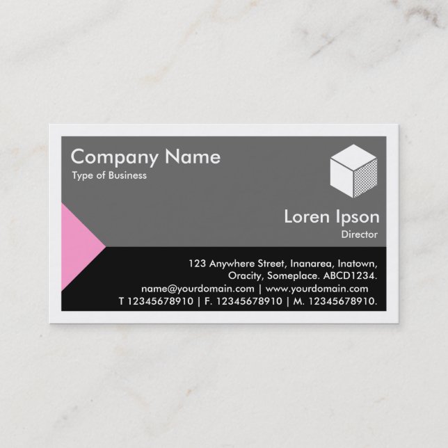 Edge Triangle - Pink, Black & Grey Business Card (Front)