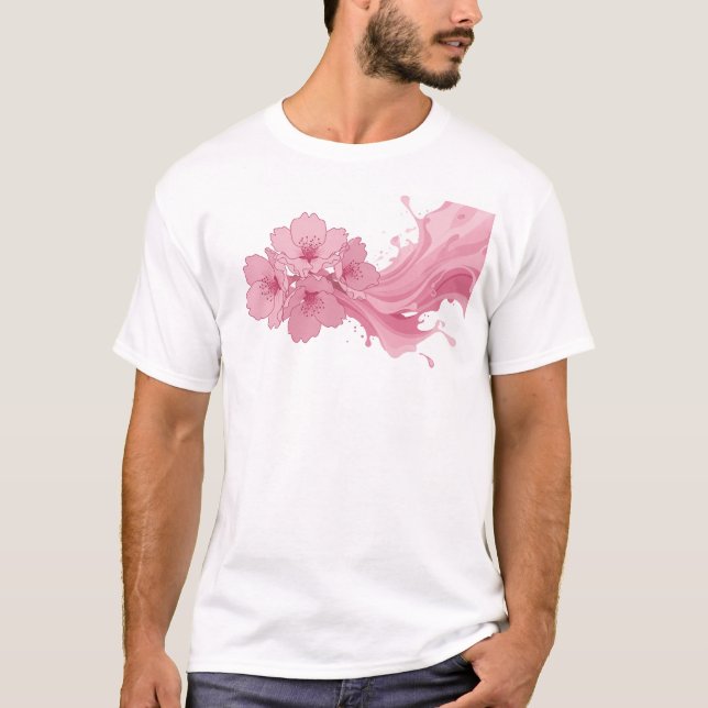 Edgy ABSTRACT FLOWER Statement Design T-Shirt (Front)