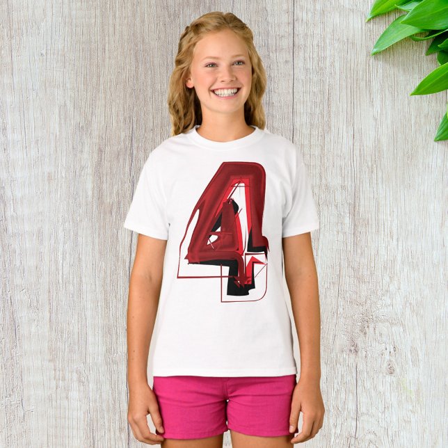 Edgy Abstract Red and Black Number 4  T-Shirt (Creator Uploaded)