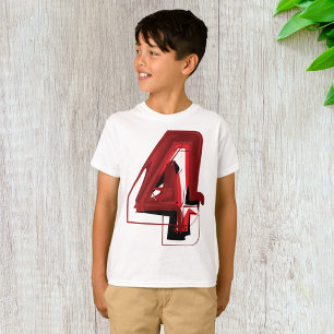 Edgy Abstract Red and Black Number 4  T-Shirt