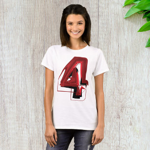Edgy Abstract Red and Black Number 4 T-Shirt