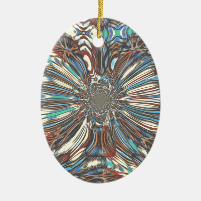 Edgy African Urban Pop Art Abstract Optical Design Ceramic Tree Decoration (Front)
