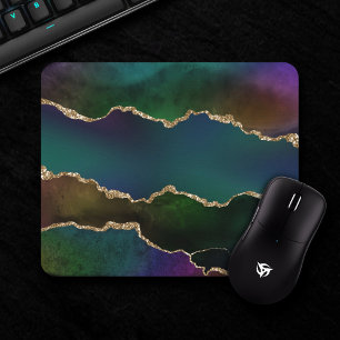 Edgy Agate   Dark Moody Jewel Tone Mystic Teal Mouse Mat