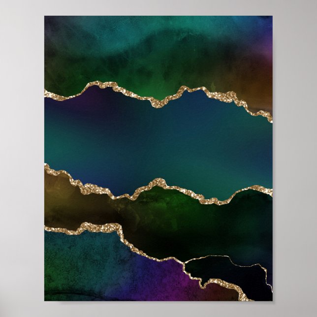 Edgy Agate | Dark Moody Jewel Tone Mystic Teal Poster (Front)