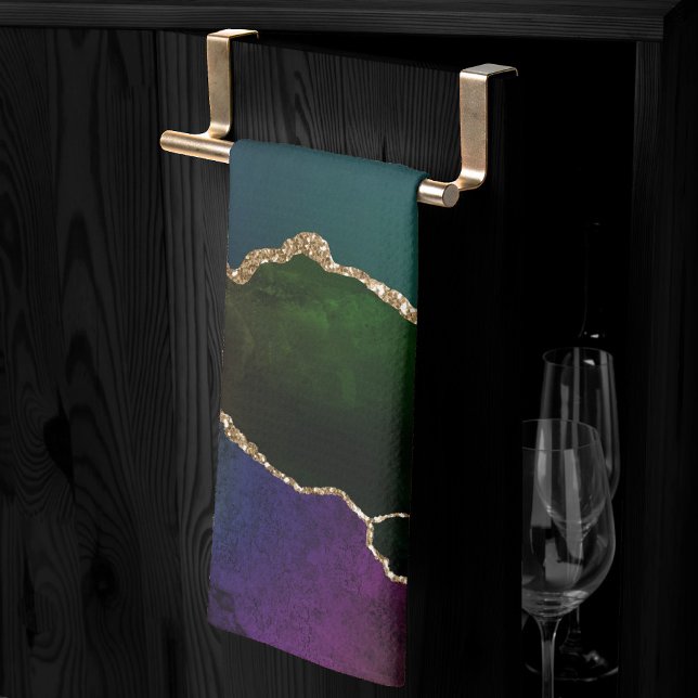 Edgy Agate | Dark Moody Jewel Tone Mystic Teal Tea Towel (Creator Uploaded)